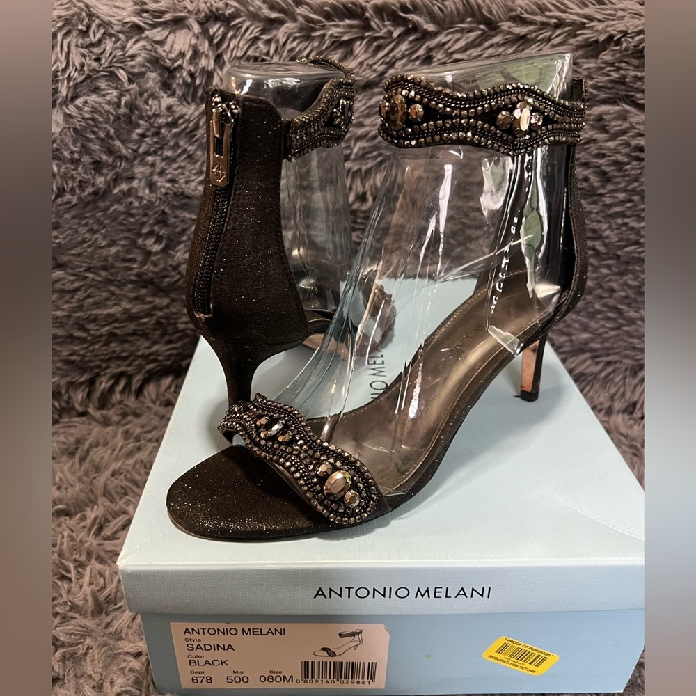 Antonio Melani Black Beaded Heels